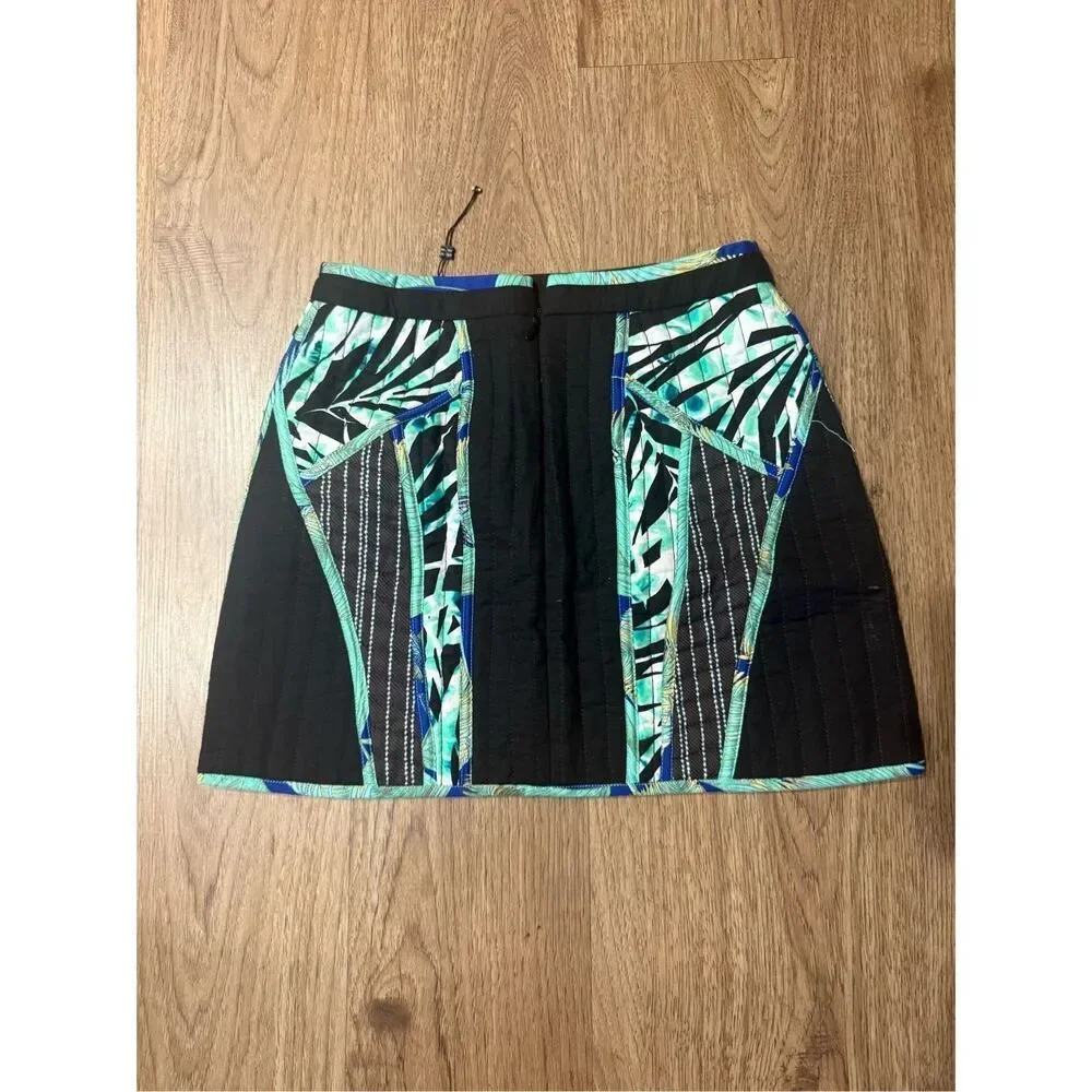 BCBG Max Azria Andrick Quilted Bamboo Print-Blocked Mini Skirt size 4 - Picture 3 of 5